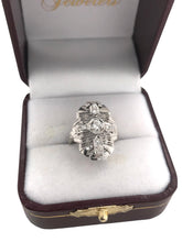 Art Deco Diamond Filigree Cocktail Ring 18K White Gold