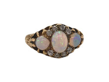 Edwardian Opal & Diamond Ring 18K Yellow Gold