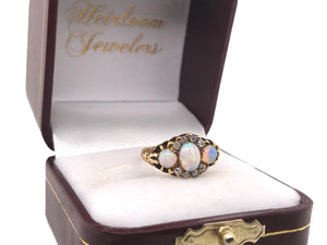 Edwardian Opal & Diamond Ring 18K Yellow Gold