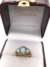 Edwardian Opal & Diamond Ring 18K Yellow Gold