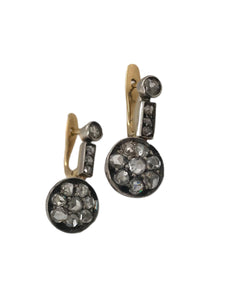 Victorian Era Rose Cut Diamond Dangle Earrings