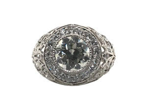 Edwardian 2.06 Carat Vintage Diamond Halo Engagement Ring