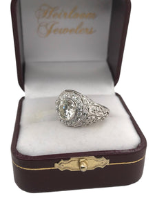 Edwardian 2.06 Carat Vintage Diamond Halo Engagement Ring