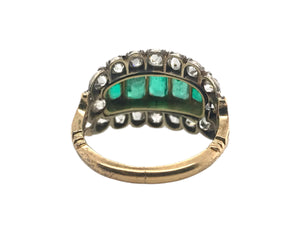 Georgian Era Emerald & Diamond Cocktail Ring