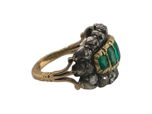 Georgian Era Emerald & Diamond Cocktail Ring