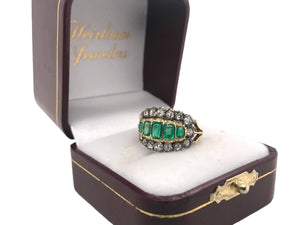 Georgian Era Emerald & Diamond Cocktail Ring