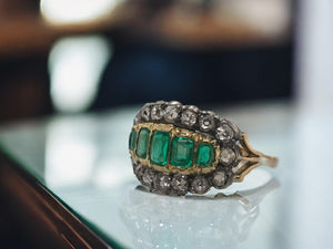 Georgian Era Emerald & Diamond Cocktail Ring