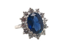 GIA Sapphire & Diamond Halo Ring 14K White Gold