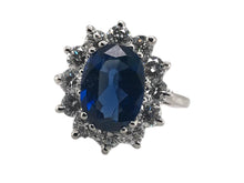 GIA Sapphire & Diamond Halo Ring 14K White Gold