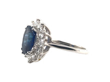 GIA Sapphire & Diamond Halo Ring 14K White Gold