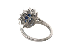 GIA Sapphire & Diamond Halo Ring 14K White Gold