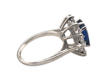 GIA Sapphire & Diamond Halo Ring 14K White Gold