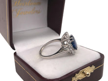 GIA Sapphire & Diamond Halo Ring 14K White Gold