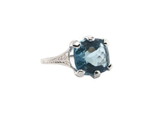 Art Deco 4.78 Carat Aquamarine Ring 18K White Gold