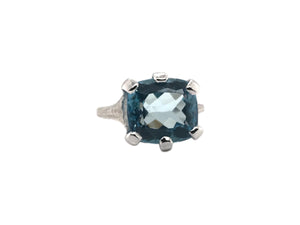 Art Deco 4.78 Carat Aquamarine Ring 18K White Gold