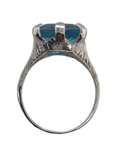 Art Deco 4.78 Carat Aquamarine Ring 18K White Gold