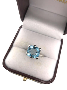 Art Deco 4.78 Carat Aquamarine Ring 18K White Gold