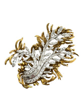 Retro Marquise & Baguette Diamond Floral Brooch 4 Carats