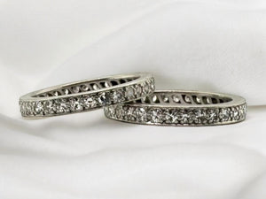 Vintage Matching Platinum Diamond Eternity Bands Size 6.5