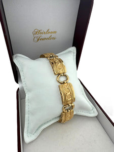 Heavy 14K Yellow Gold Roman Numeral Bracelet