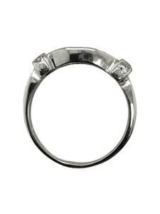 Unique Baguette & Round Diamond Band 14K White Gold