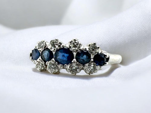 Sapphire & Diamond Ring 14K White Gold