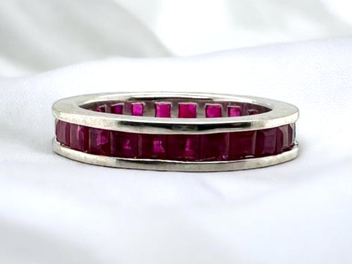 18K White Gold Ruby Eternity Band Size 5