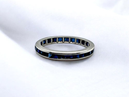 14K White Gold Sapphire Eternity Band Size 5