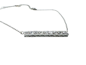 Vintage Diamond Bar Necklace 1 Carat