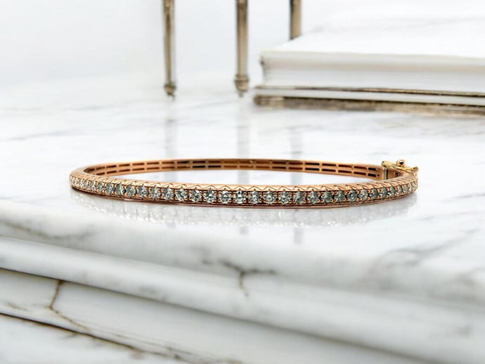 14K Rose Gold 1 Carat Diamond Bangle Bracelet