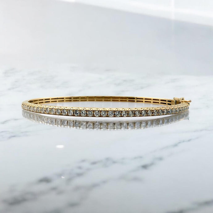 14K Yellow Gold 1 Carat Diamond Bangle Bracelet