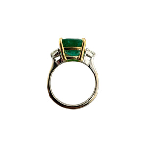 Contemporary 5 Carat Emerald & Diamond Cocktail Ring 18K Gold