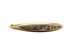 Vintage Diamond Knife Edge Bangle Bracelet 14K Yellow Gold