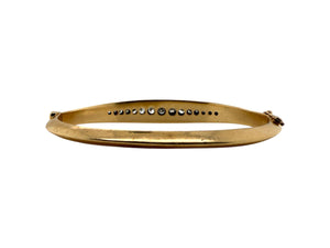 Vintage Diamond Knife Edge Bangle Bracelet 14K Yellow Gold