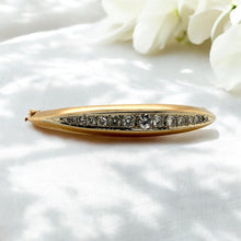 Vintage Diamond Knife Edge Bangle Bracelet 14K Yellow Gold