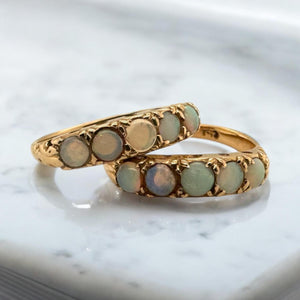 Vintage Matching Opal Rose Gold Band Rings