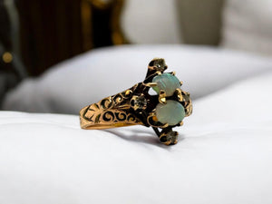 Vintage Rose Gold Opal & Diamond Petite Ring