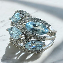 Aquamarine & Diamond Cocktail Ring 14K White Gold