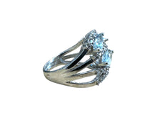 Aquamarine & Diamond Cocktail Ring 14K White Gold