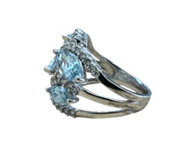 Aquamarine & Diamond Cocktail Ring 14K White Gold