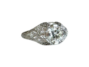 Vintage Platinum Art Deco 0.66 Carat Old European Cut Diamond Ring