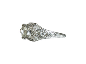 Vintage Platinum Art Deco 0.66 Carat Old European Cut Diamond Ring