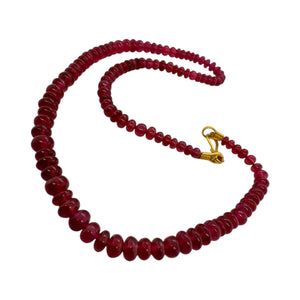 Ruby Bead Necklace 22K Yellow Gold