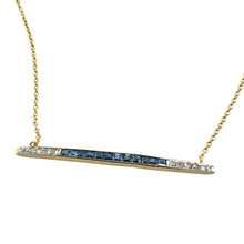 Vintage Art Deco Diamond & Sapphire Bar Necklace