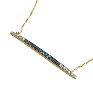 Vintage Art Deco Diamond & Sapphire Bar Necklace