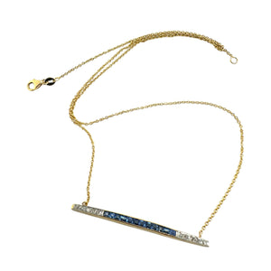 Vintage Art Deco Diamond & Sapphire Bar Necklace