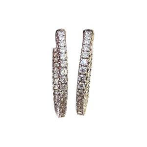 1 Carat Diamond Hoop Earrings 14K White Gold