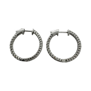 1 Carat Diamond Hoop Earrings 14K White Gold