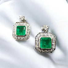 Vintage Colombian Emerald & Diamond Dangle Earrings GIA