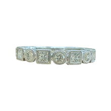 Antique Style Engraved Diamond Wedding Band 14K White Gold